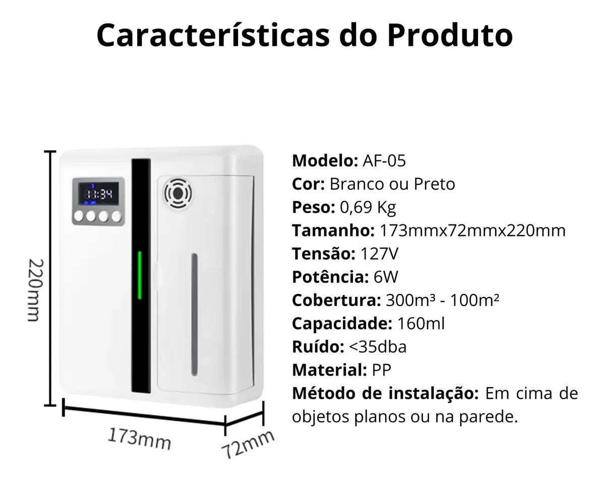 Difusor De Aromas De Óleo Essencial Para Escritório Doméstico De Hotel + Kit 100 Essencias Para Colocar
