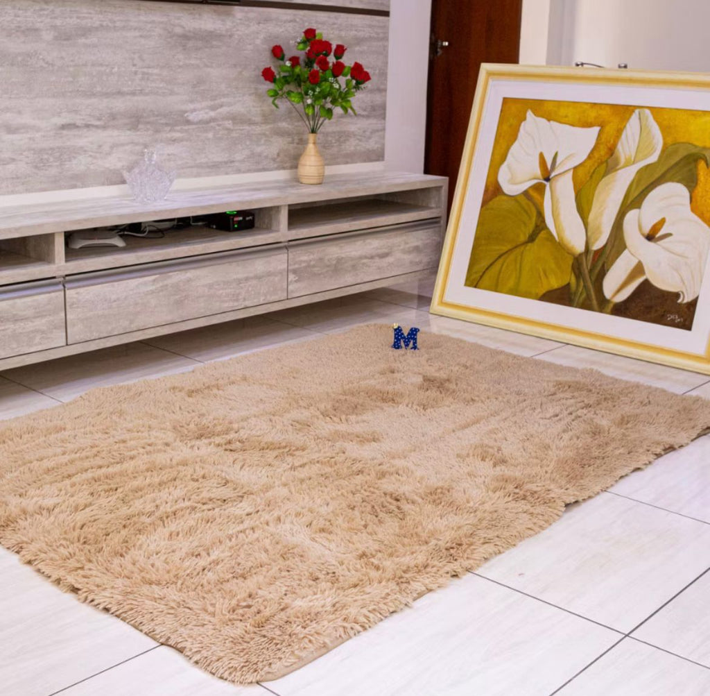 Tapete Peludo 4x3 Metros decoração Shaggy Sala Quarto escritório promoção
