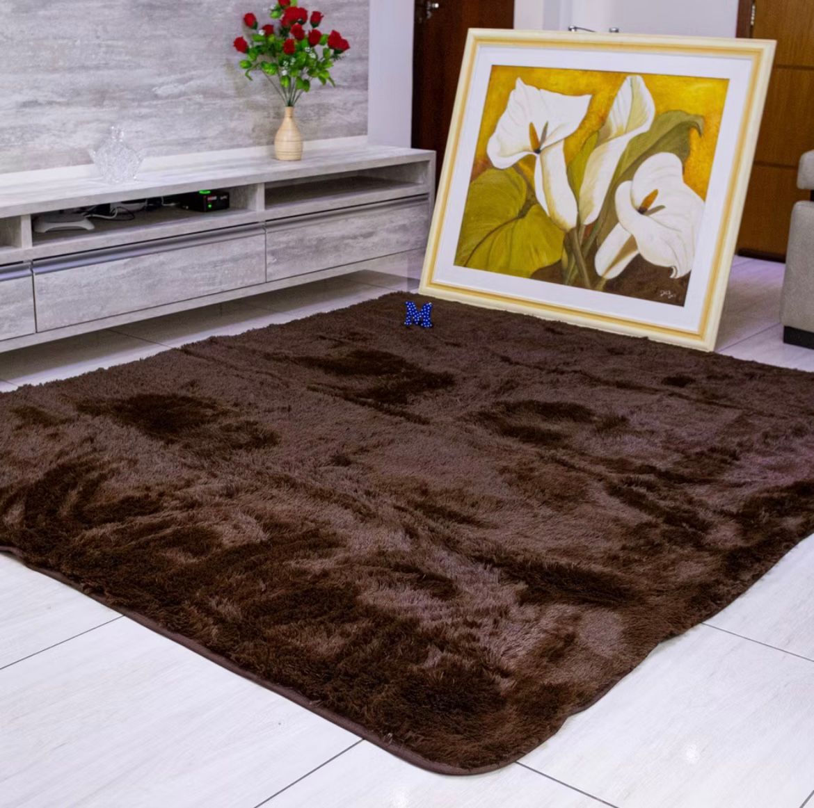 Tapete Peludo 4x3 Metros decoração Shaggy Sala Quarto escritório promoção