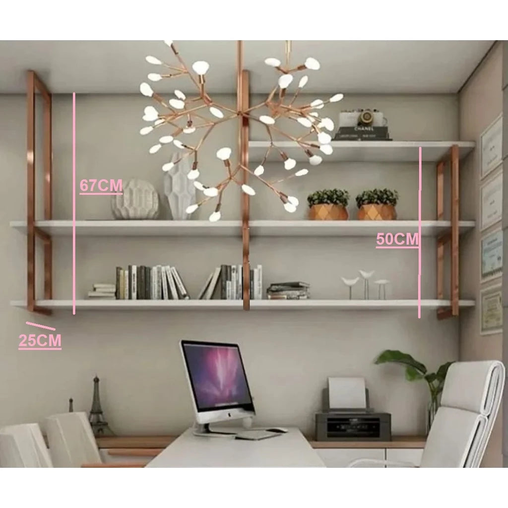 kit prateleira industrial Planejado COR DOURADO/ ROSE/COBRE para teto ou parede.