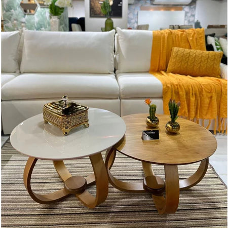 Kit 2 Mesa Mesinha de Centro Sala Redonda com Vidro 60 Centímetros