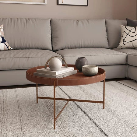 Mesinha De Centro Para Sala, Sala de Estar, Quarto decoartiva 70 CM De Couro Décor Patrimar Móveis