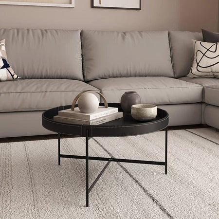 Mesinha De Centro Para Sala, Sala de Estar, Quarto decoartiva 70 CM De Couro Décor Patrimar Móveis