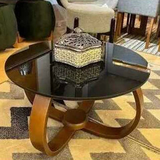 Kit 2 Mesa Mesinha de Centro Sala Redonda com Vidro 60 Centímetros