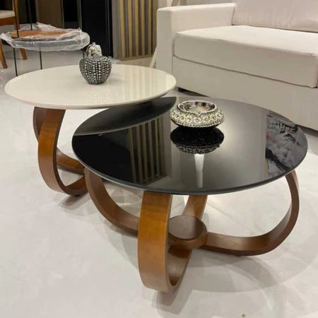 Kit 2 Mesa Mesinha de Centro Sala Redonda com Vidro 60 Centímetros