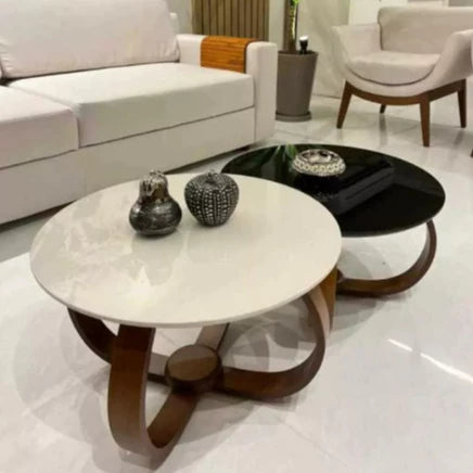 Kit 2 Mesa Mesinha de Centro Sala Redonda com Vidro 60 Centímetros