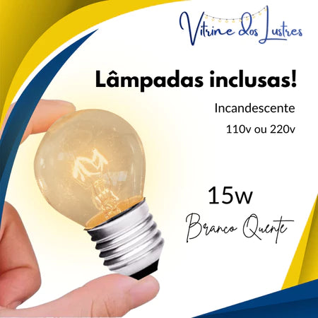 Varal de Luzes 40m Externo Lâmpada Amarelo Transparente Inclusa Cordão Iluminação Pode Chuva