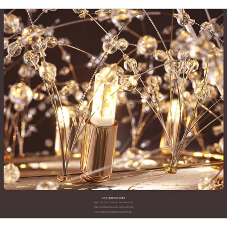 Estilo nórdico atmosférico e simples Lustre Pendente Cristal Dente De Leão Retangular+12 G9 Lâmpada