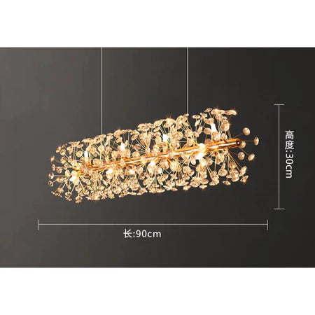 Estilo nórdico atmosférico e simples Lustre Pendente Cristal Dente De Leão Retangular+12 G9 Lâmpada