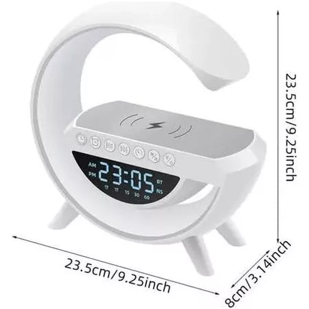 Caixa de Som G-Speaker Carregador Indução Smart Station 4 em 1 com Luminária RGB LED, Relógio Digital e Bluetooth