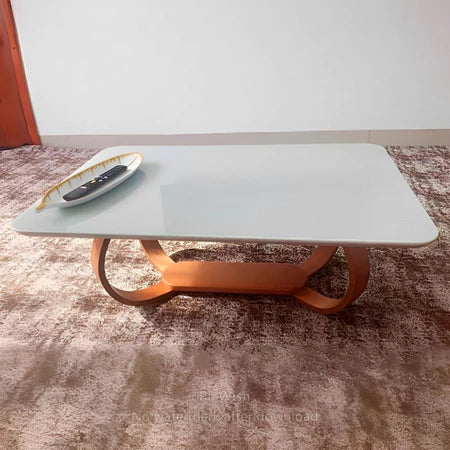 Mesa De Centro Grande Retangular Com Tampo De Vidro Laqueado