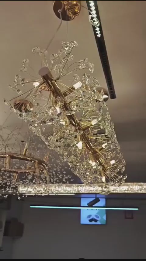 Estilo nórdico atmosférico e simples Lustre Pendente Cristal Dente De Leão Retangular+12 G9 Lâmpada