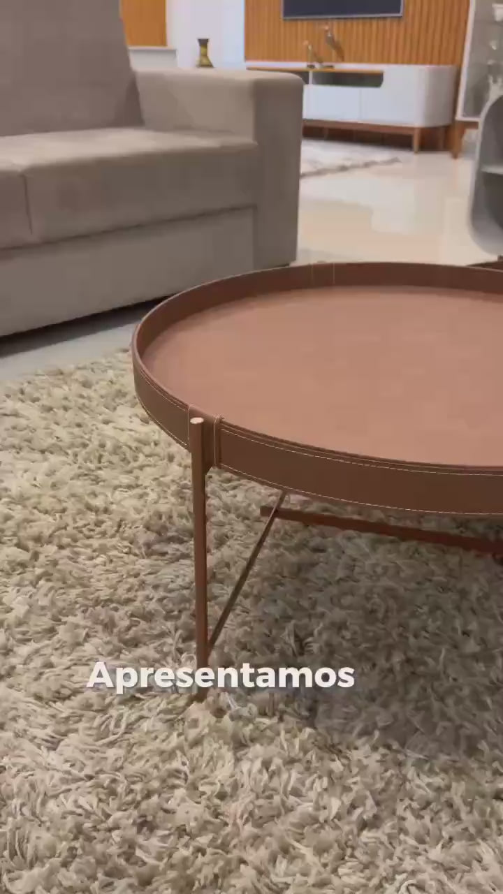 Mesinha De Centro Para Sala, Sala de Estar, Quarto decoartiva 70 CM De Couro Décor Patrimar Móveis