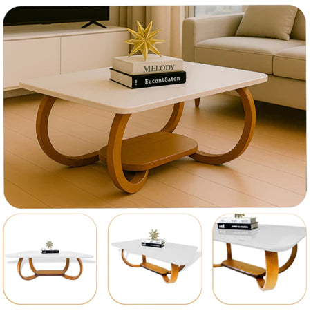 Mesa De Centro Grande Retangular Com Tampo De Vidro Laqueado