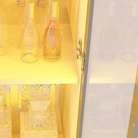 Cristaleira 1 Porta Reflecta com Fita Led com Espelho Luminare 100% Mdf Naturale