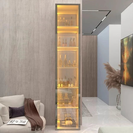 Cristaleira 1 Porta Reflecta com Fita Led com Espelho Luminare 100% Mdf Naturale