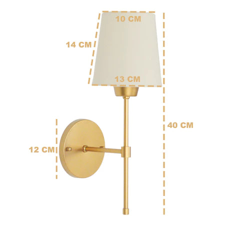 KIT 2 Arandelas Tocheiro Dourada C/ Cúpula Tecido Cru.